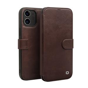 QIALINO Business Magnetic Horizontal Flip Leather Case met Kaartslots & Portemonnee Voor iPhone 12 mini (Donkerbruin)