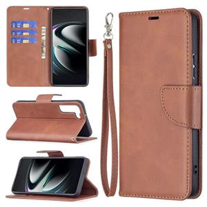 huismerk Voor Samsung Galaxy S22 + 5G Retro Lamsvacht Textuur Zuivere Kleur Horizontale Flip Lederen Telefoonhoesje Met Houder & Card Slots & Wallet & Lanyard