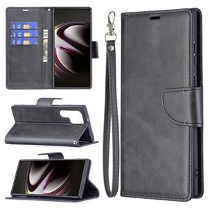 huismerk Voor Samsung Galaxy S22 Ultra 5G Retro Lamsvacht Textuur Pure Kleur Horizontale Flip Lederen Telefoonhoesje Met Houder & Card Slots & Wallet & Lanyard