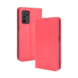 huismerk Voor Oppo A16 Magnetische Gesp Retro Crazy Horse Textuur Horizontale Flip Leren Case met Houder & Card Slots & Fotolijst