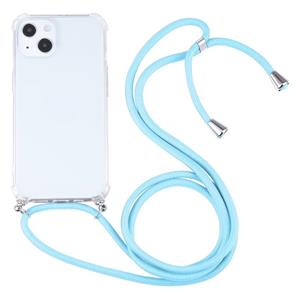 huismerk Schokbestendige Transparante TPU-beschermhoes met een lanyard voor iPhone 13 (Lake Blue)