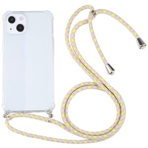 huismerk Vierhoek Schokbestendige Transparante TPU-beschermhoes met lanyard voor iPhone 13