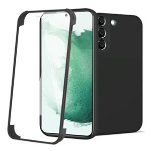 huismerk Voor Samsung Galaxy S22 5G Imitatie Vloeistof Siliconen 360 Full Body Phone Case (Black)