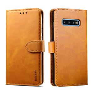 Voor Galaxy S10 + GUSSIM Business stijl horizontale Flip lederen draagtas met houder & kaartsleuven & portemonnee (kaki)