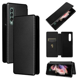 gkk Voor Samsung Galaxy Z-vul3 5G koolstofvezel textuur magnetische horizontale flip TPU + PC + PU lederen tas met kaartsleuf