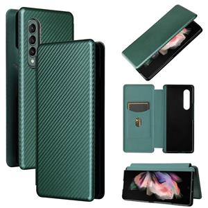 gkk Voor Samsung Galaxy Z Mold3 5G koolstofvezel textuur magnetische horizontale flip TPU + PC + PU lederen tas met kaartsleuf