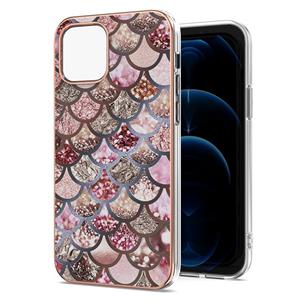 huismerk Electroplating Pattern IMD TPU Shockproof Case voor iPhone 13 (roze schalen)