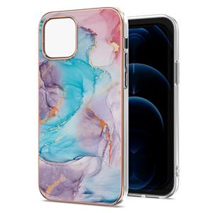 huismerk Electroplating Pattern IMD TPU Shockproof Case voor iPhone 13 (Milky Way Blue Marble)