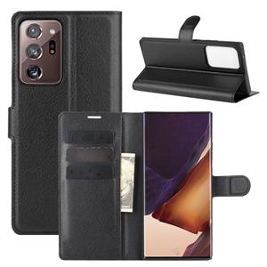 huismerk Voor Samsung Galaxy Note20 Ultra Litchi Texture Horizontale Flip Beschermhoes met Holder & Card Slots & Wallet(Zwart)