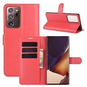 huismerk Voor Samsung Galaxy Note20 Ultra Litchi Texture Horizontale Flip Beschermhoes met Holder & Card Slots & Wallet(Rood)