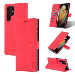 For Samsung Galaxy S22 Ultra 5G AZNS Skin Feel Calf Texture Horizontal Flip Leather Phone Case(Red)