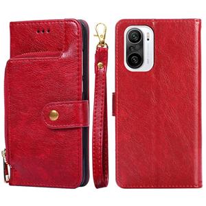 huismerk Zipper Bag PU + TPU Horizontale Flip Leren Case met Houder & Card Slot & Portemonnee & Lanyard voor Xiaomi Redmi K40 / K40 PRO