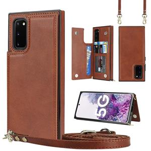 huismerk Voor Samsung Galaxy Note20 Cross-Body Square Double Buckle Flip Card tas TPU + PU Case met kaartslots & portemonnee en foto & riem