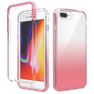 Huismerk Schokbestendige hoge transparantie tweekleurige geleidelijke verandering PC + TPU Candy Kleuren beschermhoes voor iPhone SE 2020 / 8 / 7 (Rood)