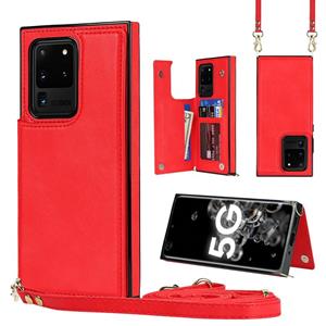 huismerk Voor Samsung Galaxy S20 Ultra Cross-Body Square Double Buckle Flip Card tas TPU + PU Case met kaartslots & portemonnee en foto & riem