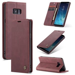 huismerk CaseMe-013 multifunctionele retro Frosted horizontale Flip lederen draagtas met kaartsleuf & houder & portemonnee voor Galaxy S8 plus (wijn rood)