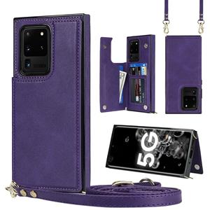 huismerk Voor Samsung Galaxy S20 Ultra Cross-Body Square Double Buckle Flip Card Tas TPU + PU Case met Kaart Slots & Portemonnee & Photo & Band (Purple)