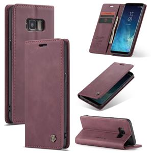 CaseMe-013 multifunctionele retro Frosted horizontale Flip lederen draagtas met kaartsleuf & houder & portemonnee voor Galaxy S8 (wijn rood)