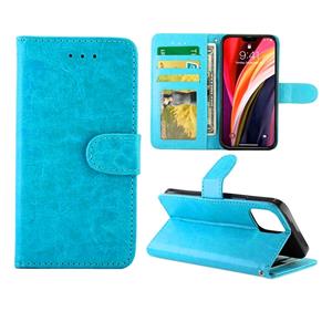 huismerk Voor iPhone 12 Crazy Horse Texture Leather Horizontale Flip Beschermhoes met Houder & Card Slots & Wallet & Photo Frame(baby Blue)