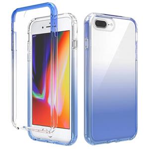 huismerk Schokbestendige hoge transparantie Tweekleurige geleidelijke verandering PC + TPU Candy Kleuren beschermhoes voor iPhone 6 Plus / 6s Plus(Blauw)