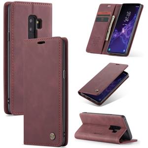 CaseMe-013 multifunctionele retro Frosted horizontale Flip lederen draagtas met kaartsleuf & houder & portemonnee voor Galaxy S9 plus (wijn rood)