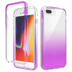 huismerk Schokbestendige hoge transparantie tweekleurige geleidelijke verandering PC + TPU Candy Kleuren beschermhoes voor iPhone 6 Plus / 6s Plus(Paars)