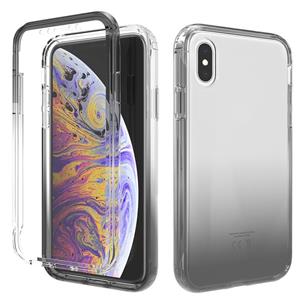 huismerk Schokbestendige hoge transparantie tweekleurige geleidelijke verandering PC + TPU Candy Kleuren beschermhoes voor iPhone X / XS(Zwart)