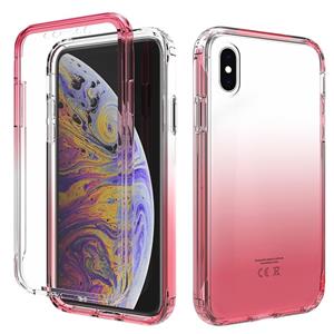 huismerk Schokbestendige hoge transparantie tweekleurige geleidelijke verandering PC + TPU Candy Kleuren beschermhoes voor iPhone X / XS(Rood)