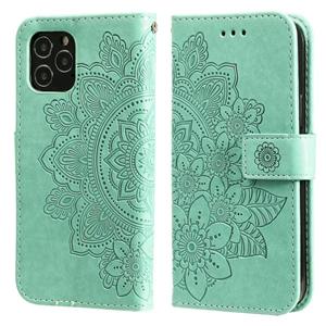 huismerk 7-Petal bloemen embossing patroon horizontale flip pu lederen tas met houder & kaart slots & portemonnee en fotolijst voor iPhone 12 mini