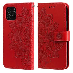 huismerk 7-Petal bloemen embossing patroon horizontale flip pu lederen tas met houder & kaart slots & portemonnee en fotolijst voor iPhone 12 mini