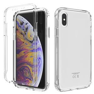 huismerk Schokbestendige hoge transparantie tweekleurige geleidelijke verandering PC + TPU Candy Kleuren beschermhoes voor iPhone X / XS(Transparant)