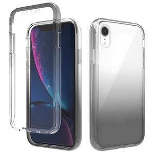 huismerk Schokbestendige hoge transparantie tweekleurige geleidelijke verandering PC + TPU Candy Kleuren beschermhoes voor iPhone XR(Zwart)