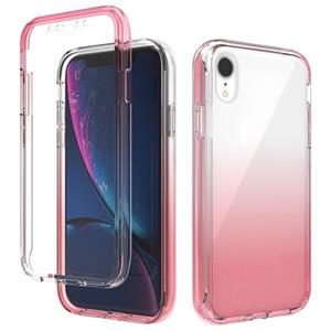 huismerk Schokbestendige hoge transparantie tweekleurige geleidelijke verandering PC + TPU Candy Kleuren beschermhoes voor iPhone XR(Rood)