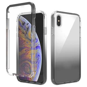 huismerk Schokbestendige hoge transparantie tweekleurige geleidelijke verandering PC + TPU Candy Kleuren beschermhoes voor iPhone XS Max (Zwart)