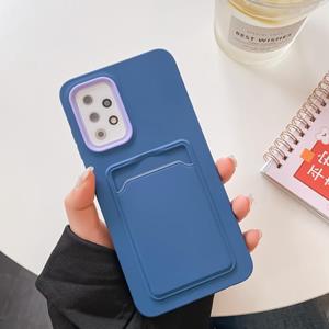 huismerk For Samsung Galaxy A72 5G / 4G Double Color Card Slot Phone Case(Blue)