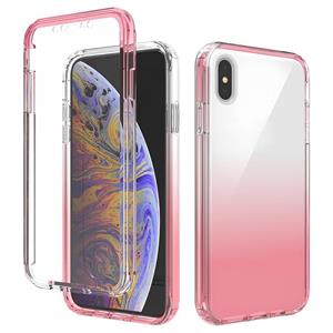 huismerk Schokbestendige hoge transparantie tweekleurige geleidelijke verandering PC + TPU Candy Kleuren beschermhoes voor iPhone XS Max (Rood)