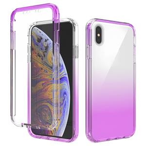 huismerk Schokbestendige hoge transparantie tweekleurige geleidelijke verandering PC + TPU Candy Kleuren beschermhoes voor iPhone XS Max (Paars)