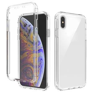 huismerk Schokbestendige hoge transparantie tweekleurige geleidelijke verandering PC + TPU Candy Kleuren beschermhoes voor iPhone XS Max (Transparant)