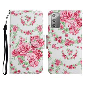 huismerk Voor Samsung Galaxy Note20 Geschilderd Patroon Horizontale Flip Lederen Case met Houder & Card Slot & Portemonnee (Rose Flower)