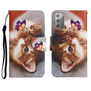 huismerk Voor Samsung Galaxy Note20 Geschilderd Patroon Horizontale Flip Lederen Case met Houder & Card Slot & Portemonnee (Butterfly Cat)