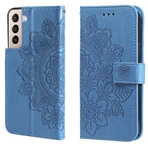 huismerk Voor Samsung Galaxy S21 5G 7-Petal Bloemen Embossing Patroon Horizontale Flip PU Lederen Case met Houder & Card Slots & Portemonnee & Fotolijst