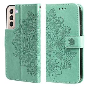 huismerk Voor Samsung Galaxy S21 5G 7-Petal Bloemen Embossing Patroon Horizontale Flip PU Lederen Case met Houder & Card Slots & Portemonnee & Photo Frame