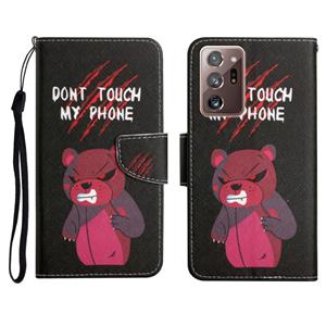 huismerk Voor Samsung Galaxy Note20 Ultra Geschilderd Patroon Horizontale Flip Leren Case Met Houder & Card Slot & Portemonnee (Red Bear)