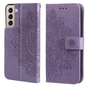 huismerk Voor Samsung Galaxy S21 + 5G 7-Petal Bloemen Embossing Patroon Horizontale Flip PU Lederen Case Met Houder & Card Slots & Portemonnee & Fotolijst (lic