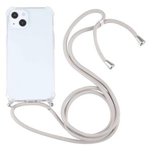 huismerk Vier-hoek Shockproof Transparante TPU Beschermhoes met Lanyard Voor iPhone 13 mini (Abrikoos)