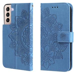 huismerk Voor Samsung Galaxy S21 + 5G 7-Petal Bloemen Embossing Patroon Horizontale Flip PU Lederen Case met Houder & Card Slots & Portemonnee & Fotolijst