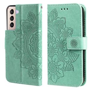 huismerk Voor Samsung Galaxy S21 + 5G 7-Petal Bloemen Embossing Patroon Horizontale Flip PU Lederen Case met Houder & Card Slots & Portemonnee & Fotolijst