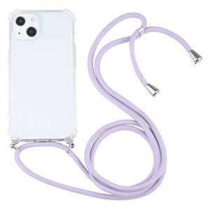 huismerk Vierhoek Schokbestendige Transparante TPU-beschermhoes met Lanyard voor iPhone 13 Mini