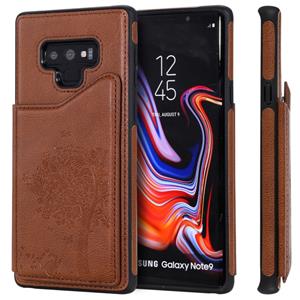 huismerk Voor Galaxy Note 9 Cat Tree Embossing Pattern Shockproof Protective Case met Card Slots & Photo Frame & Holder(Brown)