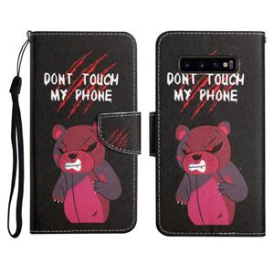 huismerk Voor Samsung Galaxy S10 Geschilderd patroon Horizontale Flip Lederen Case met Houder & Card Slot & Portemonnee (Red Bear)